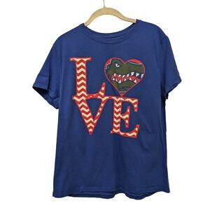 Hanes Florida Gators LOVE Graphic Tee Shirt Sorority Blue Orange Chevron Casual‎